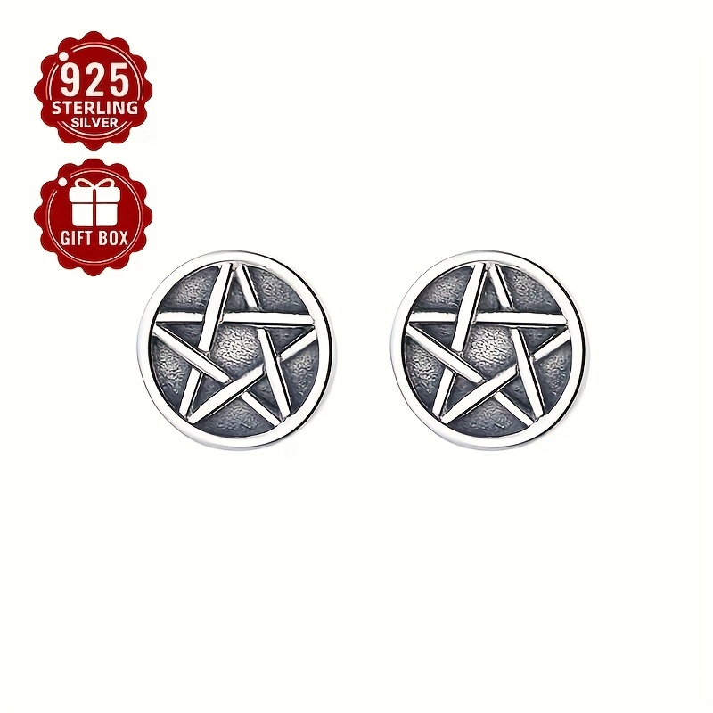 2PC 925 Silver Retro Star Studs
